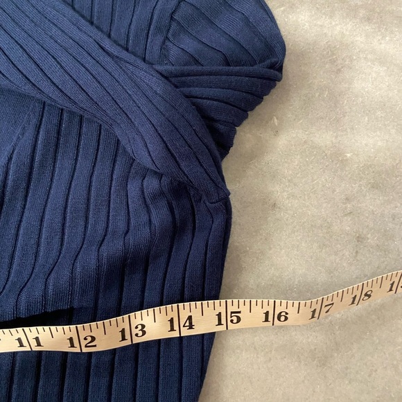525 Size XS Blue Button Down Wide Rib Knit Duster Cardigan Dress Soft Stretch - Picture 10 of 10